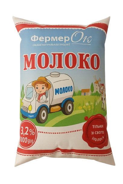 Молоко питне пастерізоване 3,2% жиру 1000 г ТМ ФермерОк